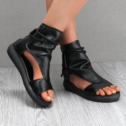 💥LAST DAY SALE 50% OFF💥 Elegant Gladiator Sandals – Soft Platform Sole, Back Zipper, Stylish Wrap Design