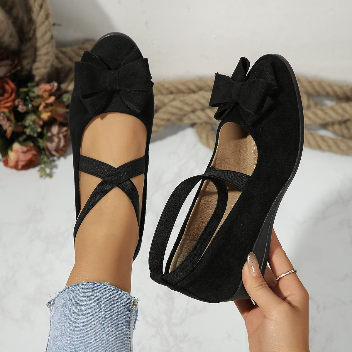 🔥Last Day Promotion 50% OFF 🔥Chic Women's Slip-On Flats with Bow Detail