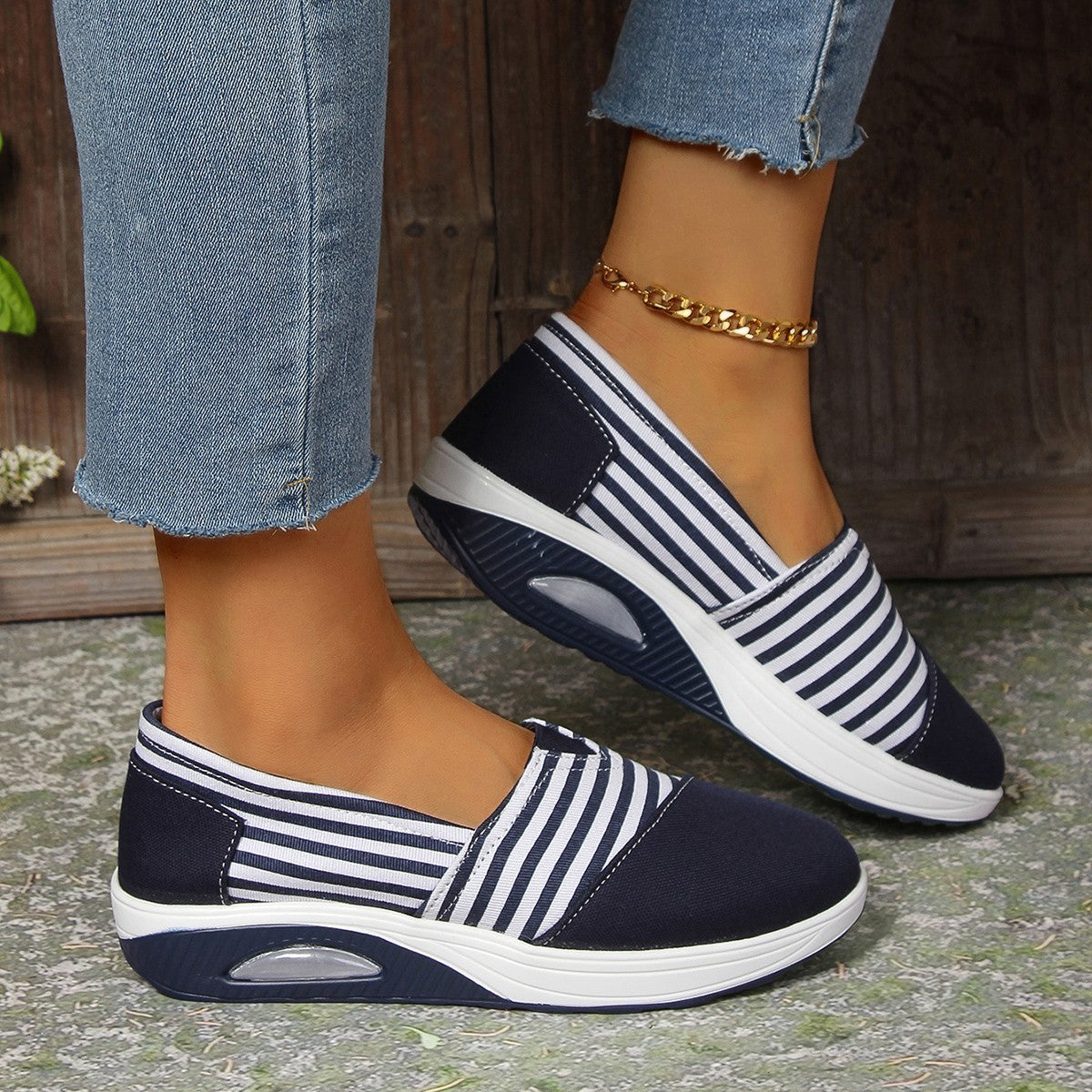 🔥Last Day Sale 60%🔥 Women'S Striped Slip-On Canvas Sneakers