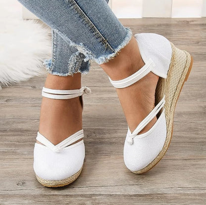 Women's Sandals Wedge Comfortable Pointed Toe Hemp Braid Buckle