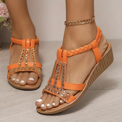 🔥Last Day Promotion 50% OFF 🔥 Women's flat rhinestone fish mouth sandals