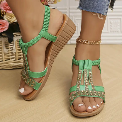 🔥Last Day Promotion 50% OFF 🔥 Women's flat rhinestone fish mouth sandals