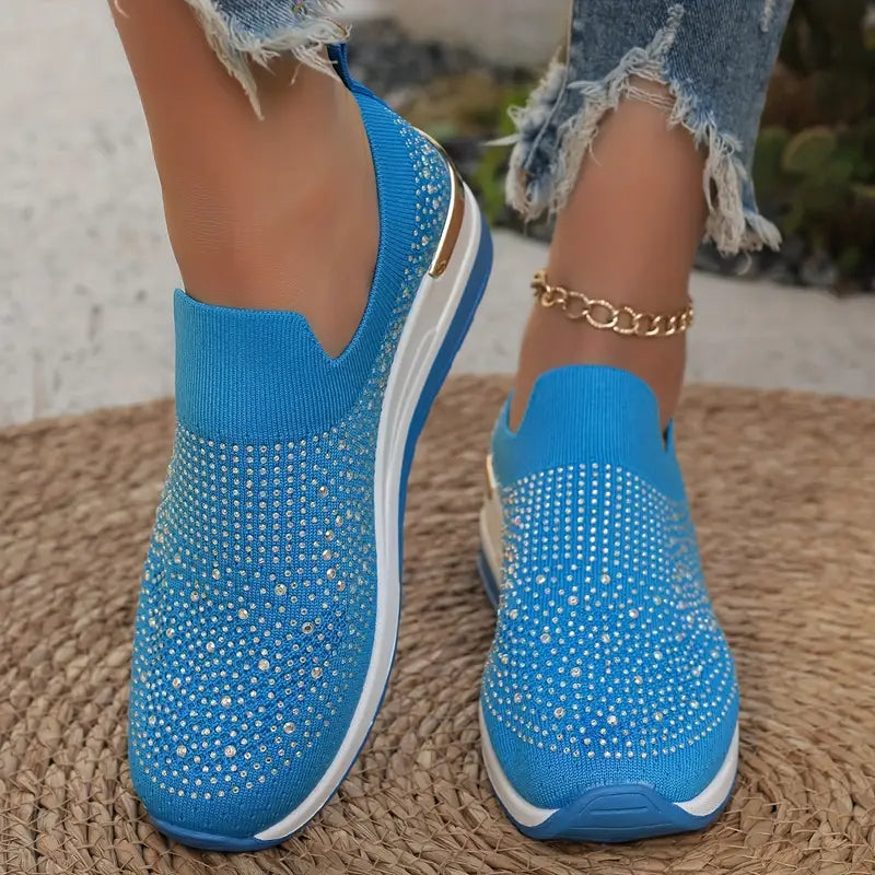 Bling Bling🔥Último día 50% de descuento⭐ Cómodas zapatillas de plataforma con diamantes de imitación para mujer