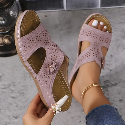 🔥Last Day Promotion 50% OFF🔥 Chic Floral Embellished Comfort Sandals