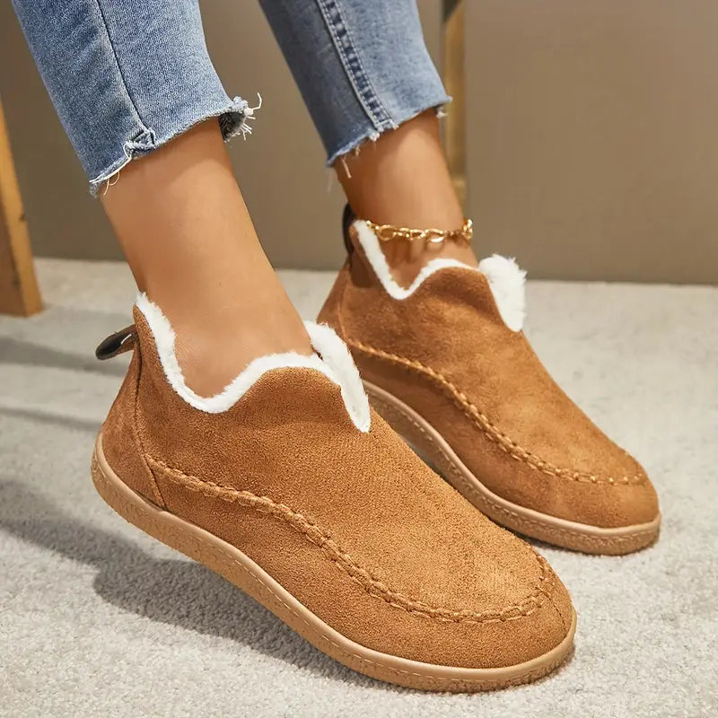 Women's Cozy Fleece-Lined Slip-On Ankle Boots