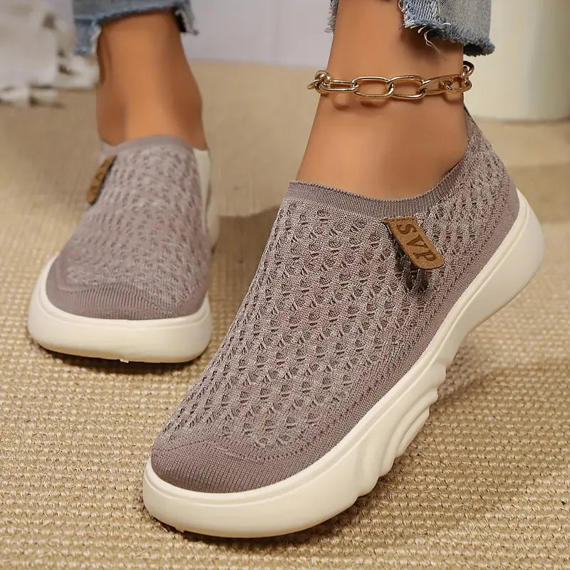 Women's Knitted Elastic Thick-soled Breathable Non-slip Slip-on Casual Shoes