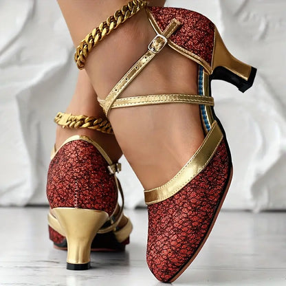 🔥Last Day 50% OFF - Women's Glitter D'Orsay Latin Dance Shoes