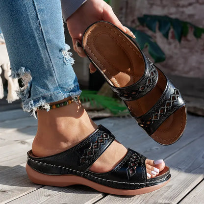 💥LAST DAY SALE 60% Comfortable Arch Support Slides - Women's Solid Color Sandals - Breathable