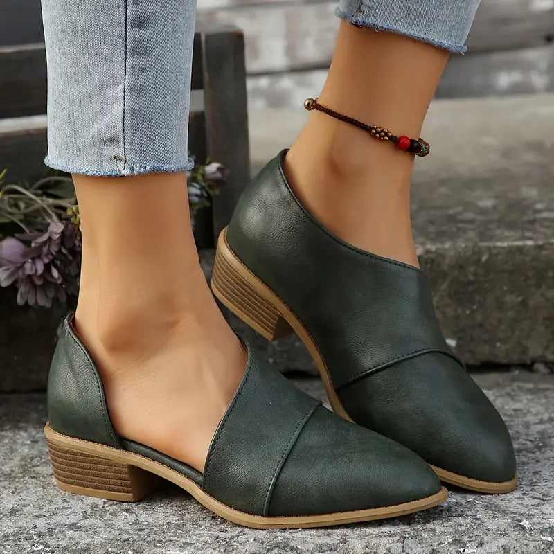 Mid Heel Womens Solid Color Block Chunky Wedges 🔥 Last Day Sale 60% 🔥