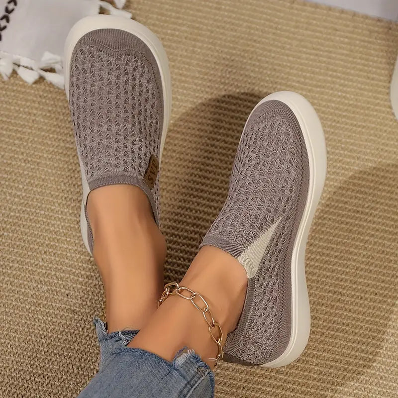 Women's Knitted Elastic Thick-soled Breathable Non-slip Slip-on Casual Shoes