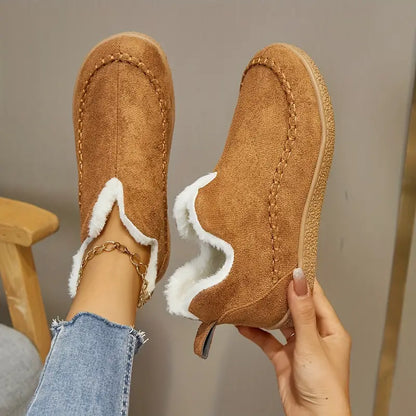 Women's Cozy Fleece-Lined Slip-On Ankle Boots
